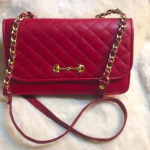 Versatile Red Leather Clutch Bag